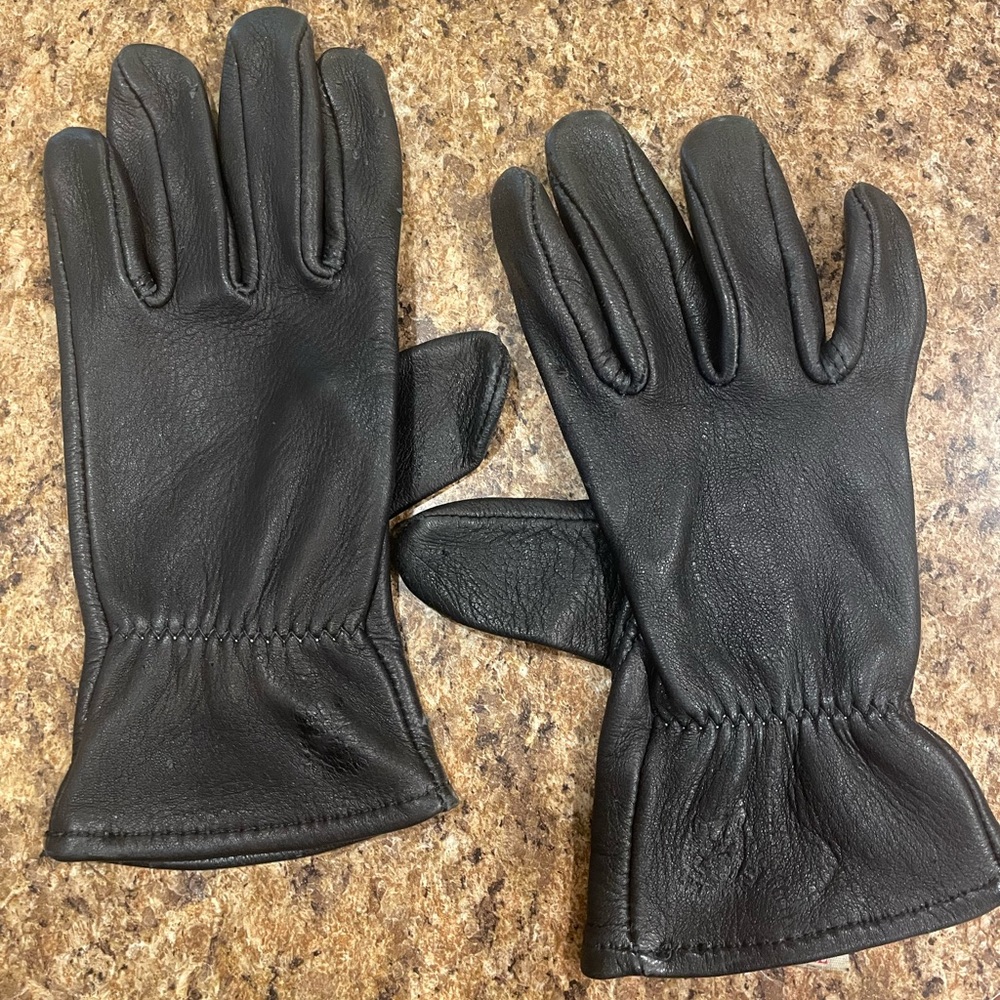 Churchhill Made in USA Black Leather Gloves, Sz S